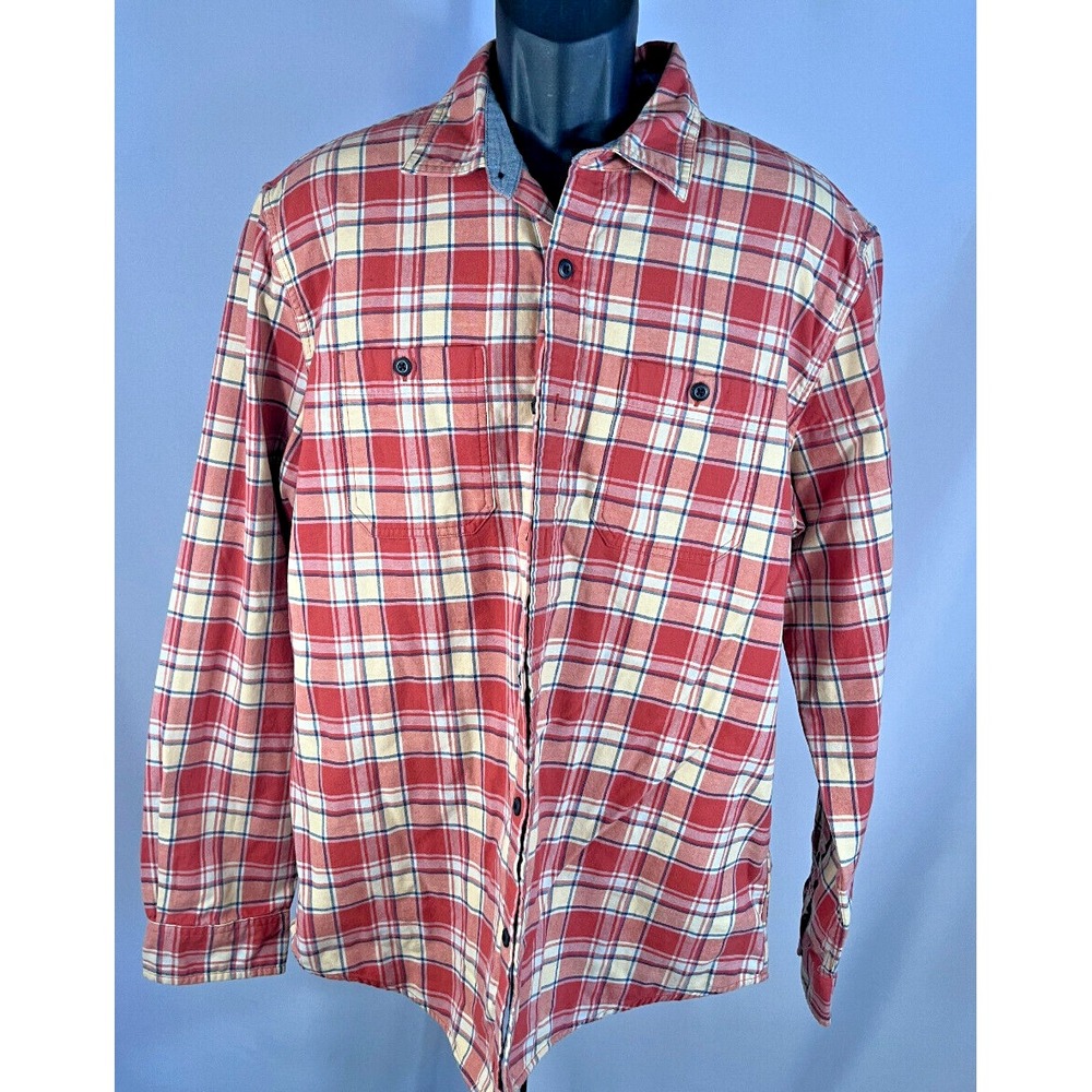 Mens LL Bean Plaid Button Down Heavy Shirt  Slightly Fitted Size large